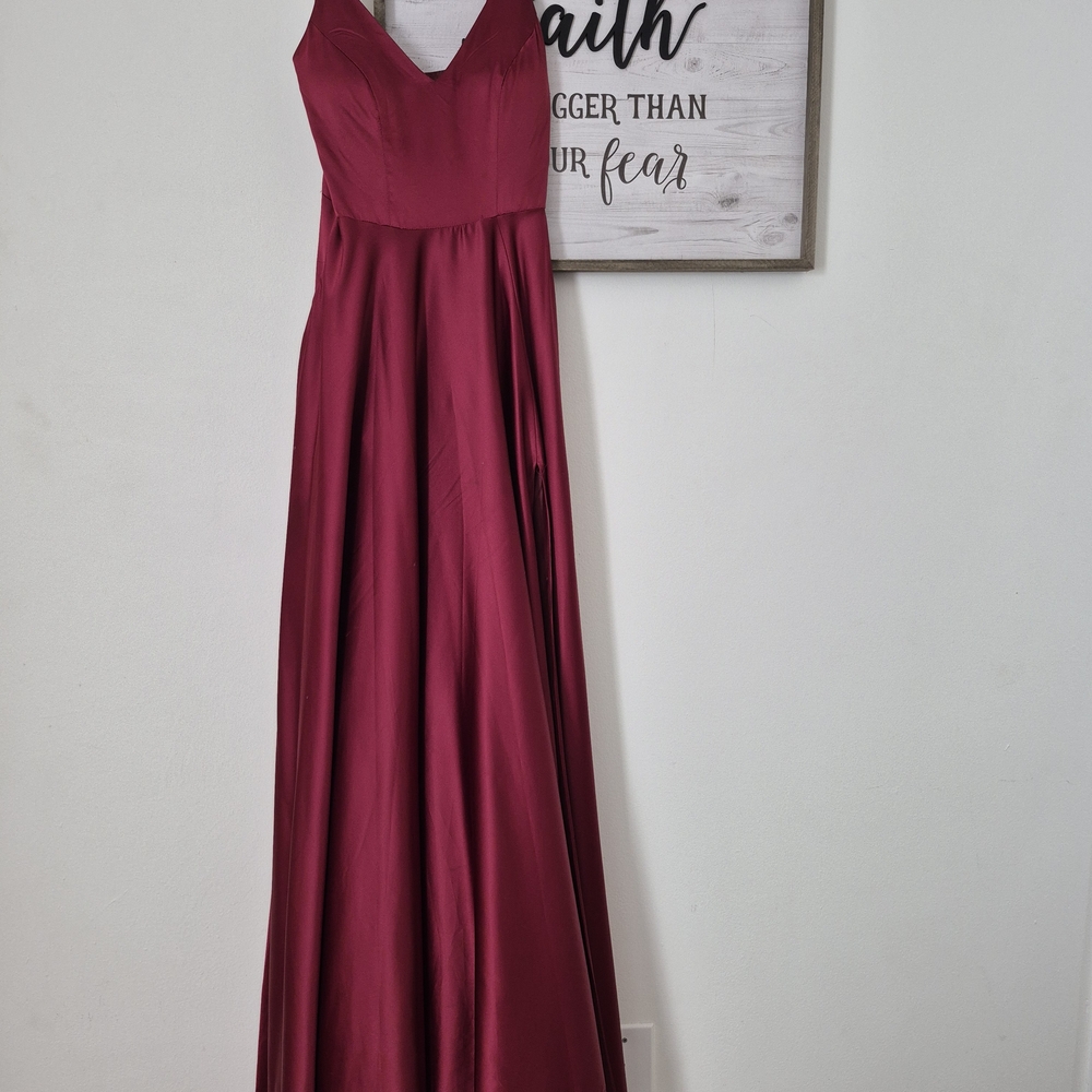B Darlin Burgundy Maxi Dress
